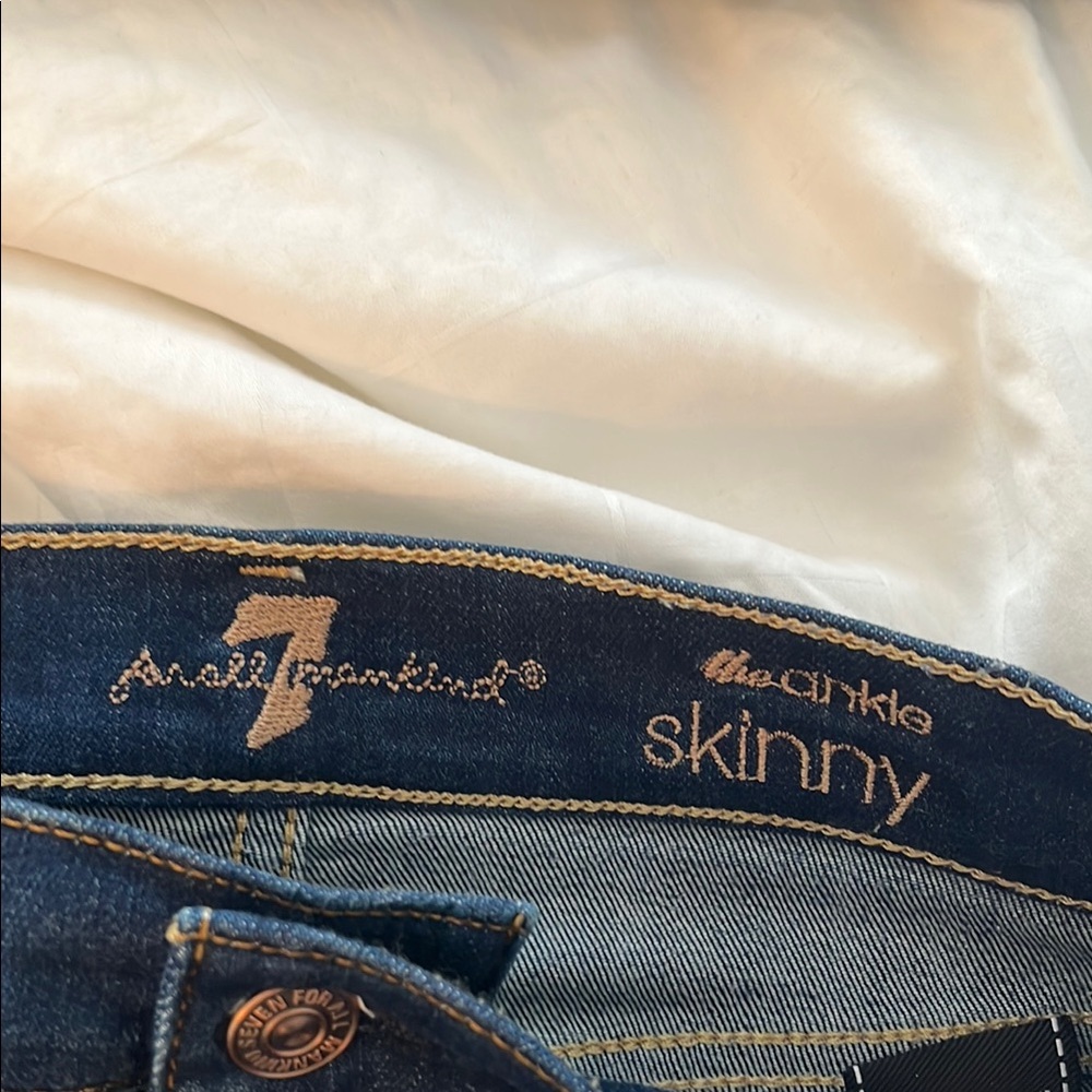 7 For All Mankind. Size 24 Dark Blue Skinny Ankle Jeans